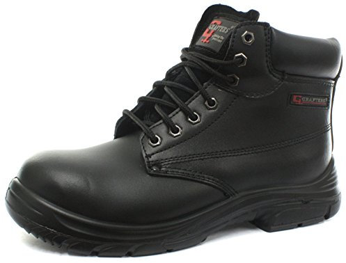 MENS GRAFTERS BLACK LEATHER WIDE FITTING SAFETY WORK BOOTS SIZE 6–13 M9503A (UK11/EU46)