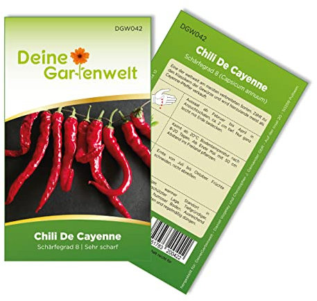 Chili De Cayenne Samen - Capsicum annuum - Chilisamen - Gemüsesamen - Saatgut für 30 Pflanzen
