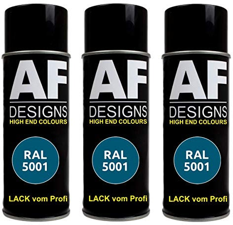 Alex Flittner Designs 3X Ral Pintura en Espray Pintura Coche Laca Colorida Lata de Aerosol RAL5001 Gruenblau Mate