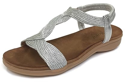 UMore Jeans Flat Sandal, Sandalias Punta Cerrada Mujer Sandalias Planas de Verano para Mujer Tanga Bohemia