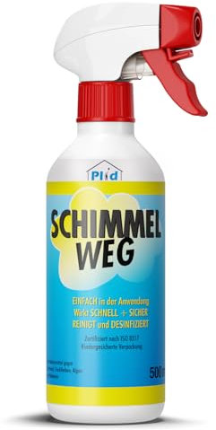 PLID® Schimmelentferner Wand 0,5l [INNOVATIVER HAFTEFFEKT] - Schimmelspray für Bad, Tapete, Fugen, Wand innen und außen - Anti Schimmel Spray - Schimmelentferner Spray - Chlorhaltig