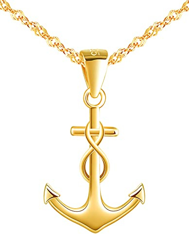 IONLY 925 silver dam halsband armband och örhängen, guld ankare oändlighetssymbol smyckesset, ankare kedja hänge armband örhängen, Einheitsgröße, Sterlingsilver