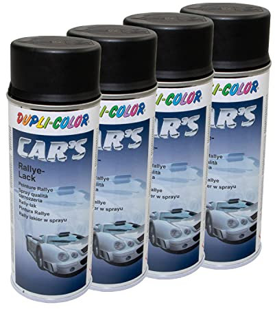 Lot de 4 bombes de peinture en spray Cars Dupli Color 652240 - Noir satiné - 400 ml