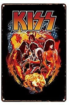 Krouterebs Blechschild Kiss Hard Rock Metall Blechschild rustikale Wanddekoration geeignet für Zuhause und Küche, Bar, Männerhöhle, Café, Garage, Wanddekoration, Retro, 30,5 x 20,3 cm