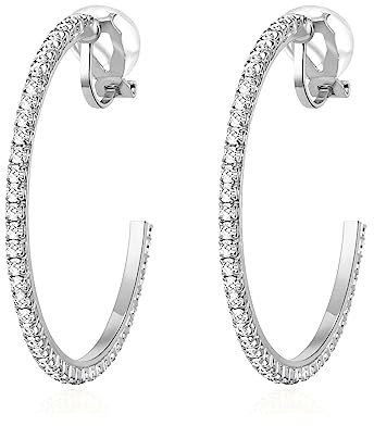 QUKE 4.3CM Versilbert Ohrclips Creole Ohrringe für Frauen Mädchen Kubischer Zirkon Nicht Durchbohrt Ohrringe