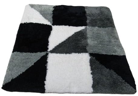 Batex Badteppich Badematte Franka Grau Dunkelblau ca.60 x 60 cm