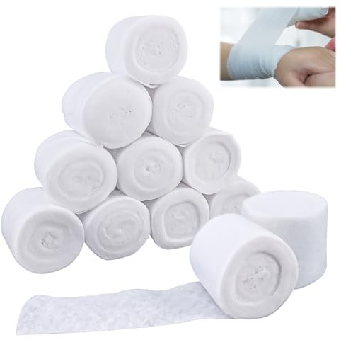 12 Rolls Cast Padding, Plaster Gauze Bandages, Soft Cotton Undercast Padding Wrap, Ideal for Art, Crafts, Body Casts, Modelling, Plaster Cloth for Painting, Decoration, DIY Projects (5cm x 2.7m)