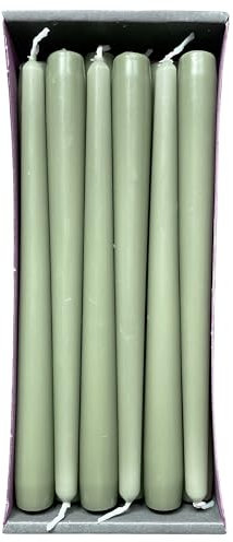 Nordring 12 Spitzkerzen 2,3 x 25 cm Staubig Grün – RAL-zertifiziert, tropffrei & raucharm, ca. 8 Std. Brenndauer – Tischdeko & Kerzenleuchter