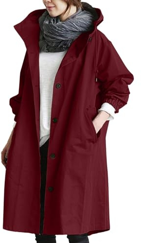 RUITOTP Trenchs pour Femmes Manteau Imperméable Pluie Longs Poncho de Pluie Cape de Pluie Anti-Pluie Coupe-Vent Respirant Grande Taille Imperméable avec Poche a Capuche Manteau de Pluie