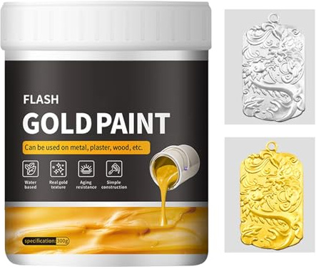 300 g guldfärg – bladguldfärg för | flytande guldfoliefärg | flytande guldpläteringsguldfärg, ljusäkta | nybörjare och bladguld-träfärg, lätt att applicera på gips och metall
