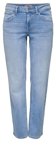 ONLY Low Waist Straight Onllopez Tai476 Taille Basse Droite DNM, Bleu Jeans Clair, 31W / 30L Femmes