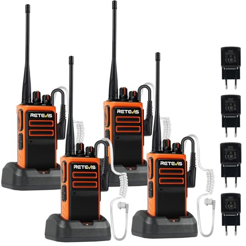 Retevis C66 Walkie Talkies för Vuxna, Bärbar Tvåvägsradio Med Lång Räckvidd, 100 Minuter Snabbladdning, Anpassningsbara Sidoknappar, Kraftfulla Radioapparater för Stormarknad, Lager (Orange, 4 st)