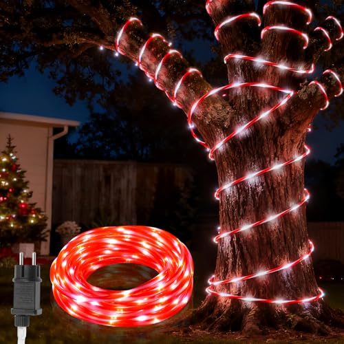 MaxEarn 32.8FT Lange Zuckerstange Lichterschlauch Weihnachts Lichtschlauch, 200 LED DIY Lichterschlauch, 8 Modi Wasserdichte Außen Lichterkette, Weihnachtsdekoration für Garten, Terrasse und Balkon