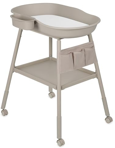 Lionelo Rosie Wickeltisch mit Rollen – Höhenverstellbar, Wasserdichte Wickelauflage, Organizer & Ablage für Windeln und Zubehör, Stabil & Komfortabel