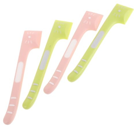 Abaodam Lot de 4 Cuillères pour Aliments en Conserve pour Animaux Ouvre-Boîte Intégré Manche Long en Plastique Robuste Couleurs Rose et Vert pour Nourrir et Mélanger la Nourriture