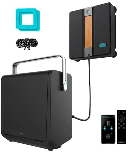 Cecotec Robot Limpiacristales con Estación de Carga, App y Mando Conga Windroid W100 Station. Pulveriza, Limpia y Seca, 6300Pa, Autonomía 120mins, 2 Mopas y 4 Sprays, 5 Modos, Sistema de Seguridad