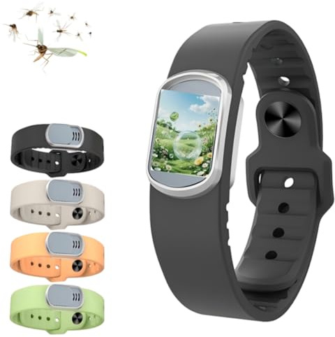 Långvarigt 90-dagars myggavvisande armband, växtextraherat kraftfullt skydd, justerbart (14-20 cm) armband, fri från borttagning, vattentät och svettbeständig, lämplig för vuxna och barn (svart, A)