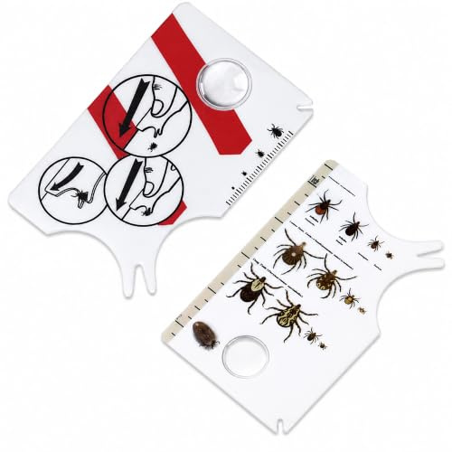 ZAYSY 2 Pcs Tick Remover Cards with Magnifier for Dogs, Cats and Humans | Magnifies Visible Ticks, Multiple Size Slots, Pocket-Sized Card Design, For Dogs Cats And People