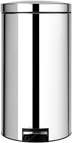 Brabantia Silent Pedal Bin with Plastic Inner Bucket and Motion Control Lid, 45 L - Brilliant Steel