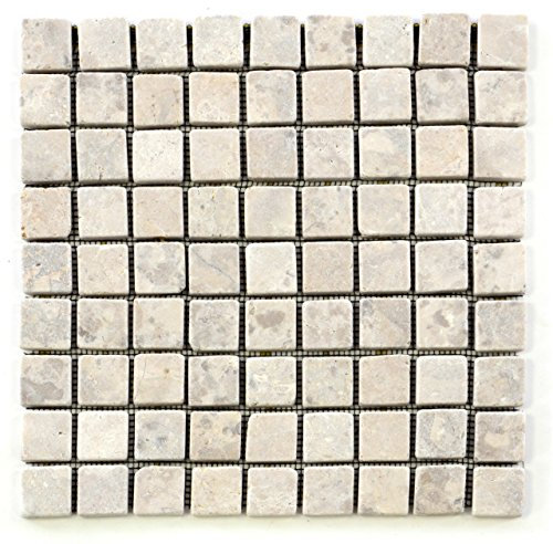 DIVERO 11 Fliesenmatten Naturstein Mosaikfliesen aus Marmor für Wand und Boden creme á 29 x 29 cm