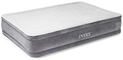 Intex Comfort Plush Mid Rise Dura-Beam Airbed with Internal Electric Pump, Bed Height 13, Full, Gray, Mid Rise (13)