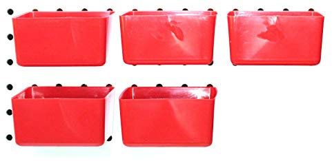 Cubo de plástico pequeño para almacenamiento o partes de tablero de clavijas, color rojo