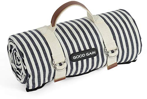 G GOOD GAIN Waterproof and Portable Picnic Blanket with Carrying Strap, Beach or Family Camping Mat, Extra Large Foldable Picnic Mat, Sandproof for Hiking 145 x 200 cm