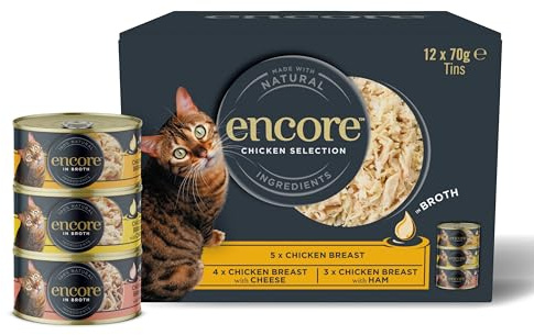 Encore 100% natürliches Katzennassfutter Multipack Hühnerauswahl in Brühe (12 x 70g Dosen)