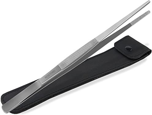 Profi Aquarium Terrarium Pinzette Wasserpflanzen Pflanzenpinzette aus rostfreiem Edelstahl Gerade Futterpinzette mit Innenzahnung Zubehör für Aquarien und Terrarien (35,0 cm)