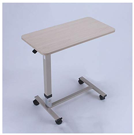Portable Laptop Desk Cart Adjustable Workstation with Wheels It Can Be Used in The Bedroom Living Room Bed Nursing (Color : Beige)