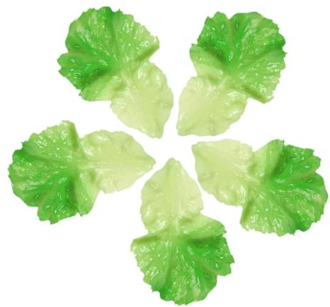 Cabilock 5st Künstlicher Salat Gefälschter Salatblatt Gefälschtes Gemüsemodell Kunstgemüse Pflanzliche Requisiten Grüner Blattsalat Realistisches Gemüseblatt PVC Lebensmittel Spielzeug