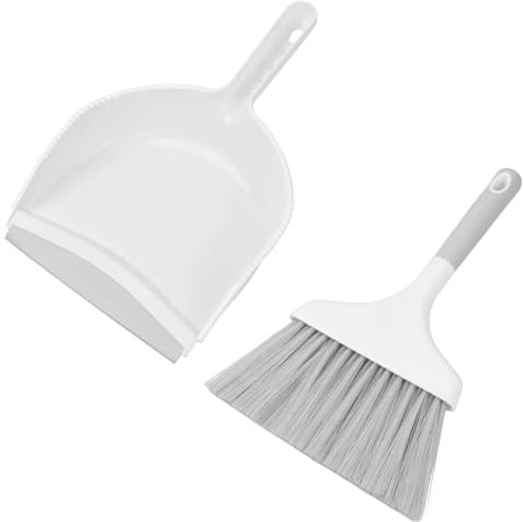 Rundago Effektives Schaufel und Besen Set, Mini Besen Tischfeger, Kleiner Besen und Kehrschaufel Reinigungsset, Handfeger Besen, für Haus, Büro, Schule und Haustier Reinigung (Grau)