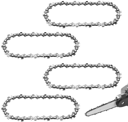 4 Pcs Cadena Motosierra Pequeña, Cadenas de Motosierra 4 Pulgadas para Espadas de 10cm, Cadena de Repuesto de Motosierra Pequeña, Mini Cadenas de Sierra 28 Eslabones de Transmisión