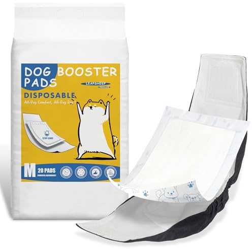 LeapSheep Dog Nappie Liners Super Absorbent Disposable Dog Diaper Pads for Male & Female Dogs, Cloud-Like Softness, Secure Adhesion to All Nappies, Comfortable for Dog Pants Incontinence (M, 20)