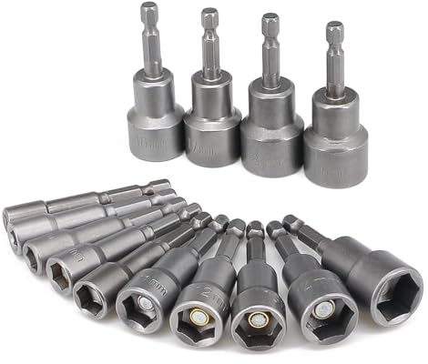 14 Pezzi Bussole per Avvitatore, 6-19 mm Magnetico Hexagon Nut Driver Drill Bit, Attacco Esagonale da 1/4 per Trapani, Dadi e Adattatori per Bussole a Percussione