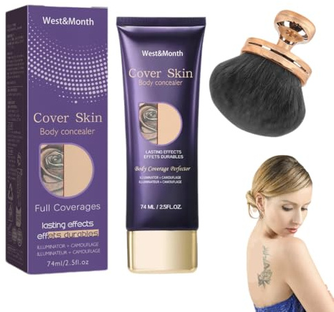 Holoras 74ml All Over Teint Perfector mit Pinsel,Leg and Body Makeup, Body Covering Perfector, Tattoo Cover Up Make-up, Körper Make Up Makellos Aussehende, Gleicht die Haut aus
