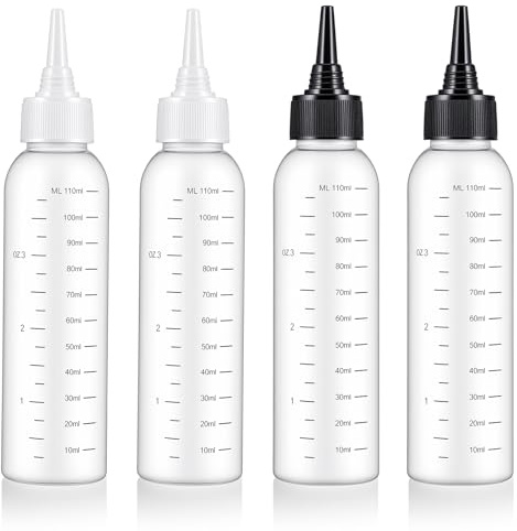 guduling Lot de 4 flacons applicateurs avec pointe - Flacons applicateurs pour huile capillaire - Flacon transparent - Pour colle et soins capillaires (2 couleurs)