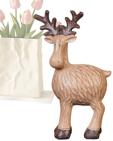 Genérico Figura de Reno Navideña,Estatuas De Alce Navideñas Decorativas | Modelo de Resina de Alce Coleccionable para Mesa - para Sala Dormitorio Estantes Librerías Cafeterías Vitrinas y Soporte TV