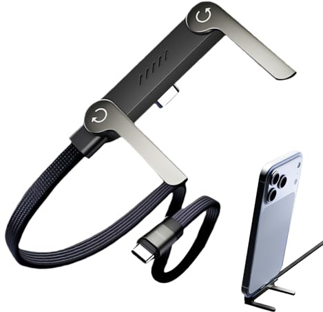 Genérico Cable Cargador Invisible Con Soporte Para Teléfono Integrado, Cable De Carga Rápida Tipo C De 240 W, Soporte Plegable Y Ajustable Para Cables Para Teléfonos Móviles