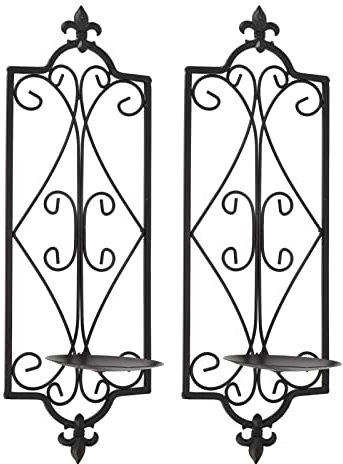 Picysa - Lámpara de pared para pared (2 piezas, candelabros de hierro, pared, candelabro, decoración de pared, para sala de estar, comedor
