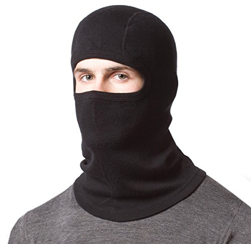 100% Merino Wool Balaclava - Winter Ski Mask - Face Mask - Cold Weather Gear - Black - One Size