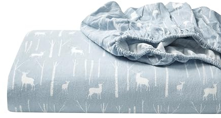 Eddie Bauer - Flannel Sheets Full Size, Anti-Pilling & Wrinkle Resistant Cotton, Touchably Soft for All-Season Comfort - Bed Sheets with Matching Pillowcases & Fitted Sheet (Birch Forest)