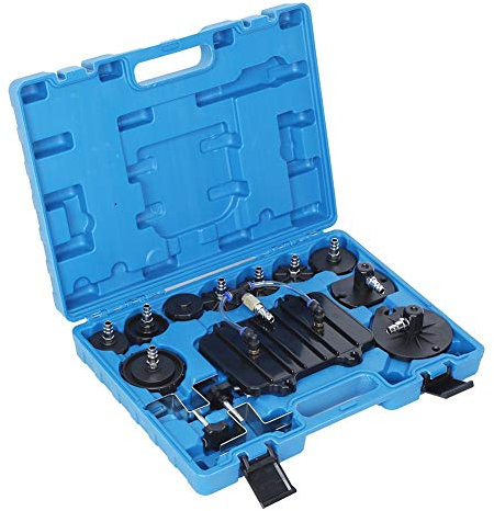 Set di 13 Pezzi Adattatore Dispositivo Freni Spurgo Freni, Kit di Utensili per spurgo Pneumatico della Pressione Pneumatica, con Valigetta Blu