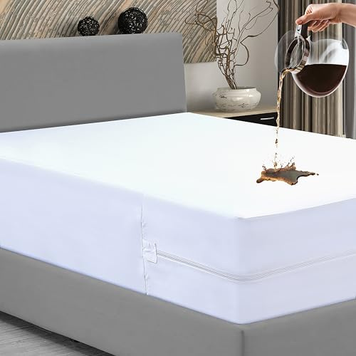 Caroline Shatuik Bed Bug Mattress Protector, Anti Allergy Fully Zipped Waterproof Mattress Encasement with Zip dust mite cover King size (152 x 200+30cm)