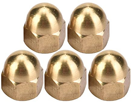 Kit Complet d'Écrous Borgnes en Laiton M3-M12 20 Pièces Écrous Hexagonaux à Tête Bombée pour Fixations de Véhicule, Pneus et Essieux Fixes (M6)