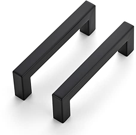 Ravinte 30 Pack 4 Inch Kitchen Square Cabinet Handles Matte Black Pulls Black Drawer Pulls Kitchen Cabinet Hardware for Cupboard Drawer Handles