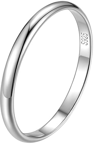 FindChic Anillo Plata de Ley 925 para Mujer Diseño Sencillo Anillo Mujer 2mm Ancho Tamaño 12 Anillos de Boda