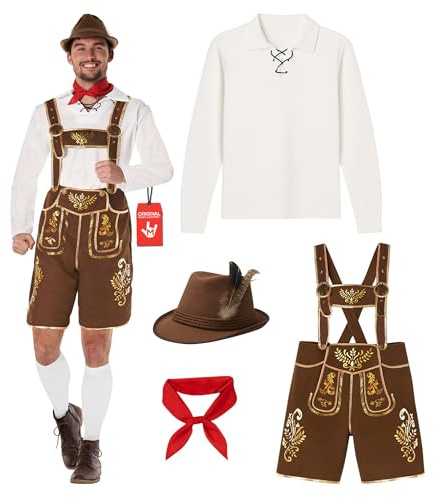 Morph Lederhosen Herrkostym, Oktoberfest Festoutfit Herr Plus Storlek, Bayersk Utklädningsdräkt för Vuxna