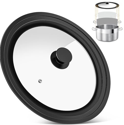 Pfannendeckel 28 cm, 26 und 24 Universaldeckel,Deckel Pfanne mit Abgestuften Silikonrand,Glasdeckel für Pfannen, Topfdeckel HitzebestäNdig (16-18-20cm)