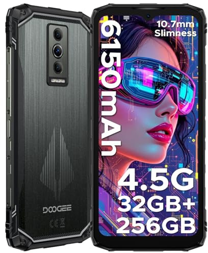 DOOGEE Blade 10 Pro Energy Android 15 Rugged Smartphone-32GB+256GB/2TB,10.7mm Ultra-thin & 6150 mAh Rugged Phone,90Hz 6.56 HD+,50MP Octa Core,3 Card Slots,4.5G Dual Sim Android Phone,Face ID/NFC/GPS